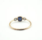 14K Yellow Gold Blue Sapphire with Diamond Ring
