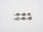 Labradorite Silver Bezel 6x4mm, Single Connector, Labradorite Charm