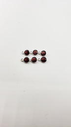 Garnet Bezel Round Shape 6mm, Single  Connector, Garnet Bezel, Garnet Charm, 925 Sterling Silver