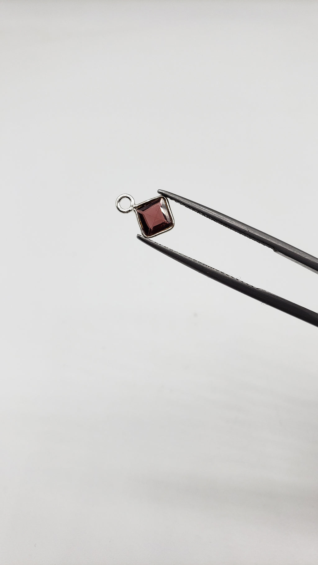 Garnet Bezel Square Shape 5x5mm, Single  Connector, Garnet Bezel, Garnet Charm, 925 Sterling Silver