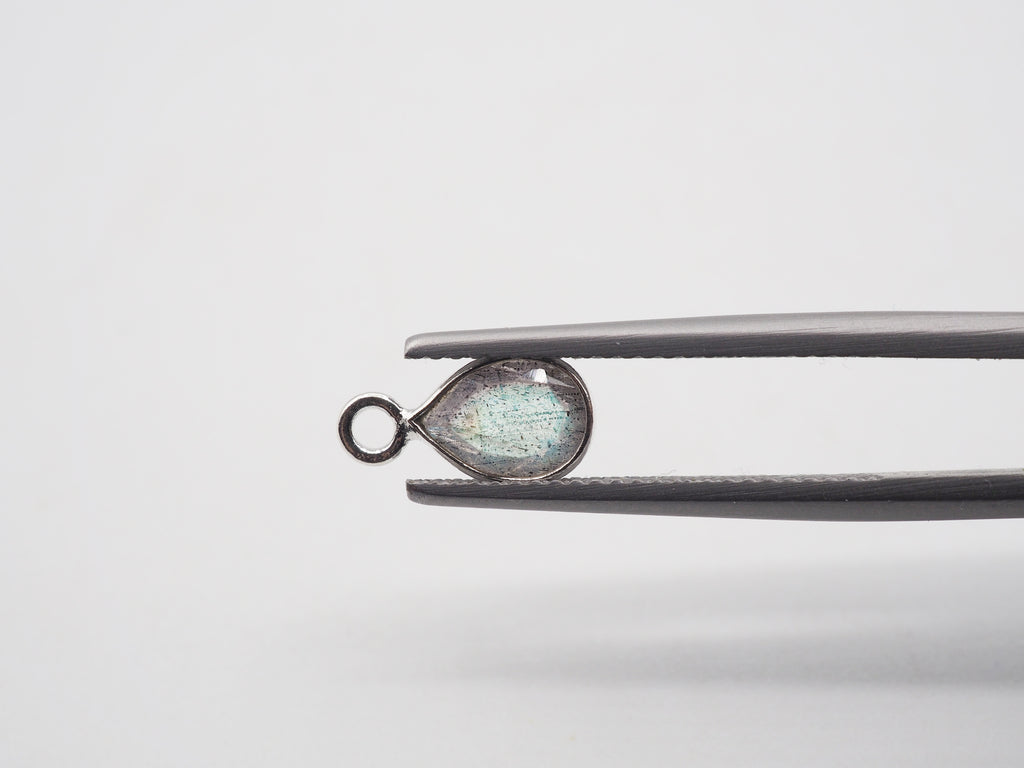 Labradorite Silver Bezel 8x6mm, Single Connector, Labradorite Charm
