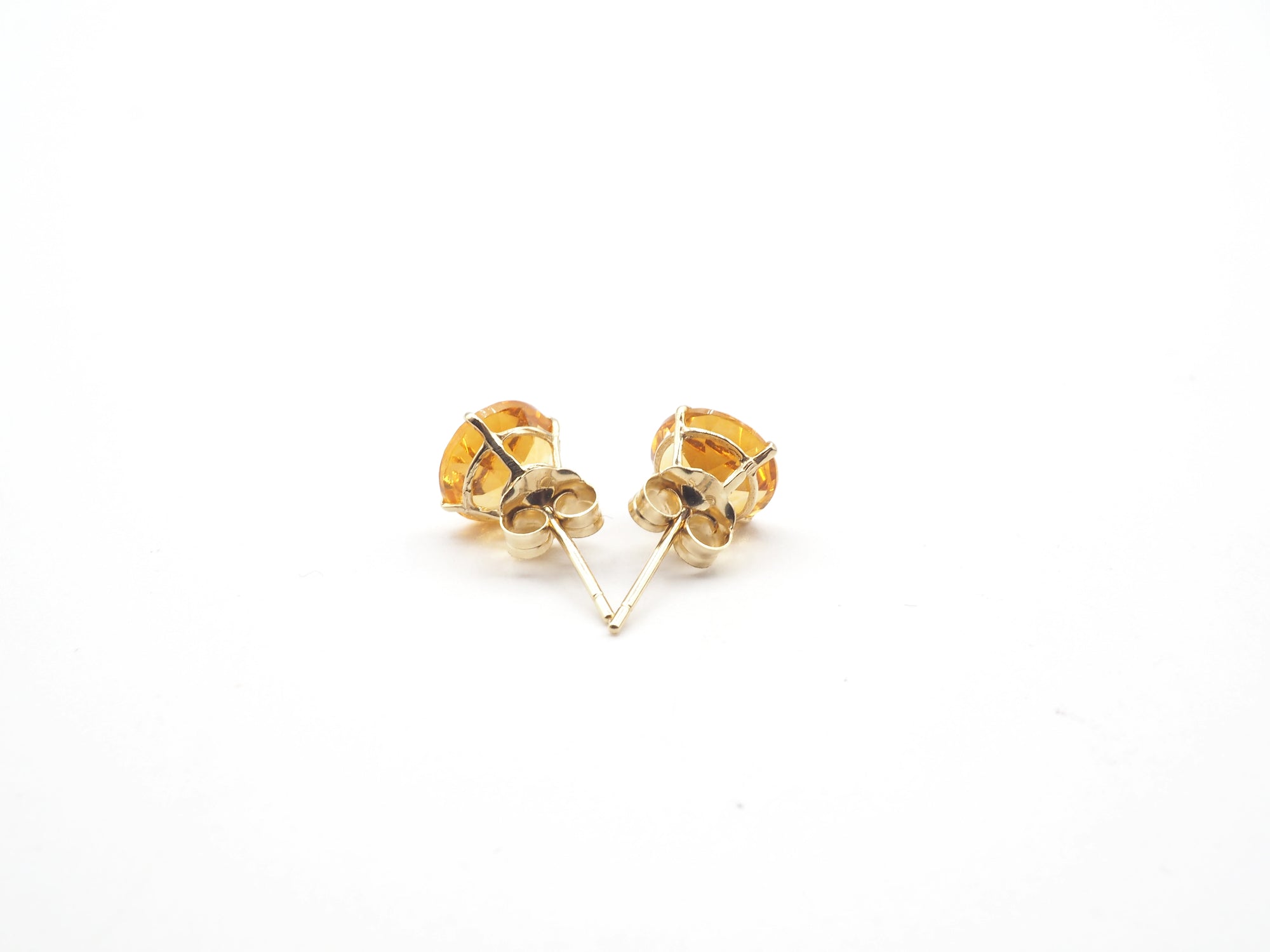 14K Yellow Gold Citrine Stud, Citrine Earring