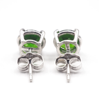 Chrome Diopside Round 6 mm Stud Earrings in 14K White Gold, 1.88 Carat