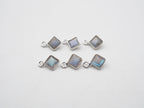 Labradorite Silver Bezel 5x5mm, Single Connector, Labradorite Charm