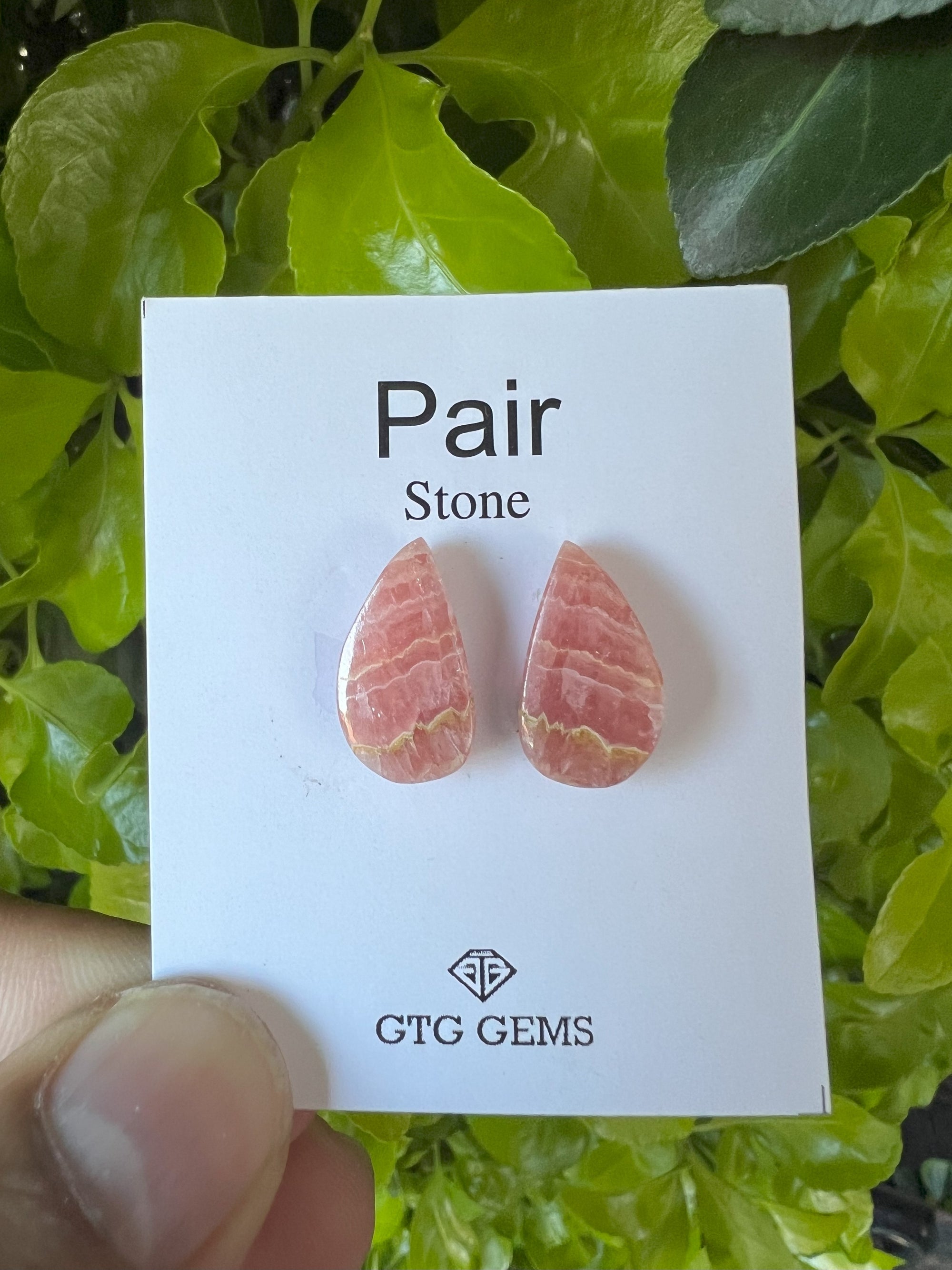 Rhodochrosite Matching Pair Cabochon, Flat back Gemstone 18x10mm
