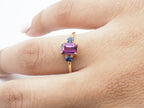 18k Yellow Gold Purple Garnet and Blue Sapphire Ring