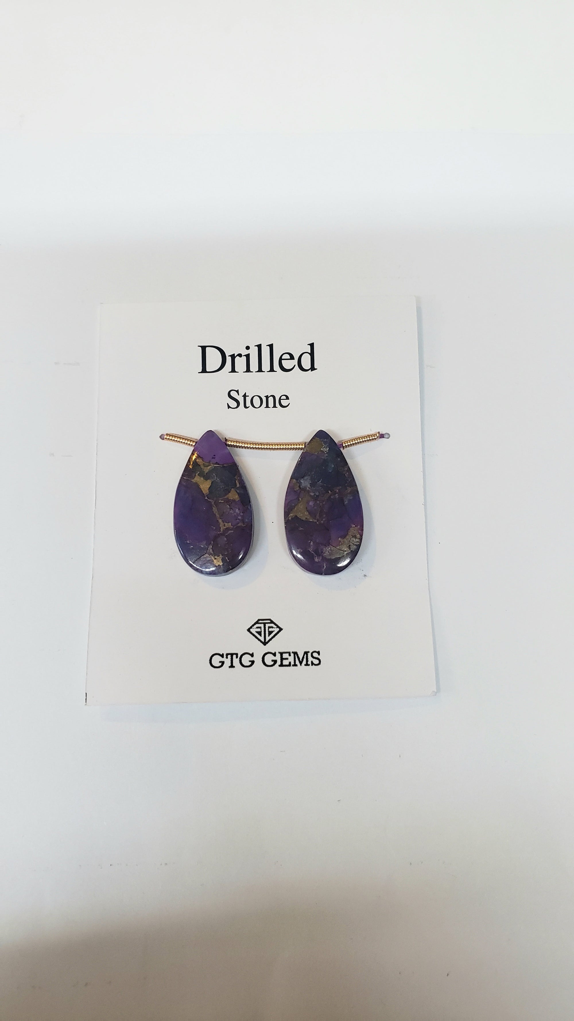 Copper Purple Turquoise  Drilled  Cabochon Almond Shape