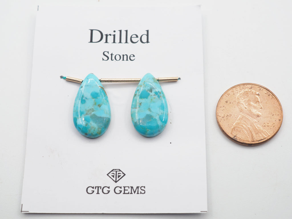 Drilled Blue Turquoise 19x11mm  Approximately 10.50 Carat