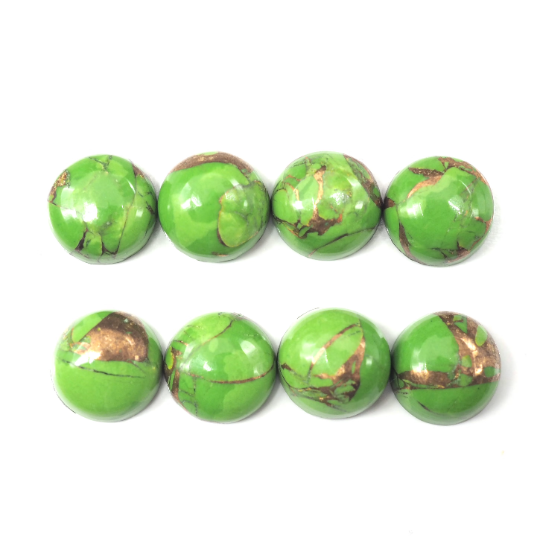 Green Copper Turquoise Cabs Round 7 mm Approximately 8.43 Carat