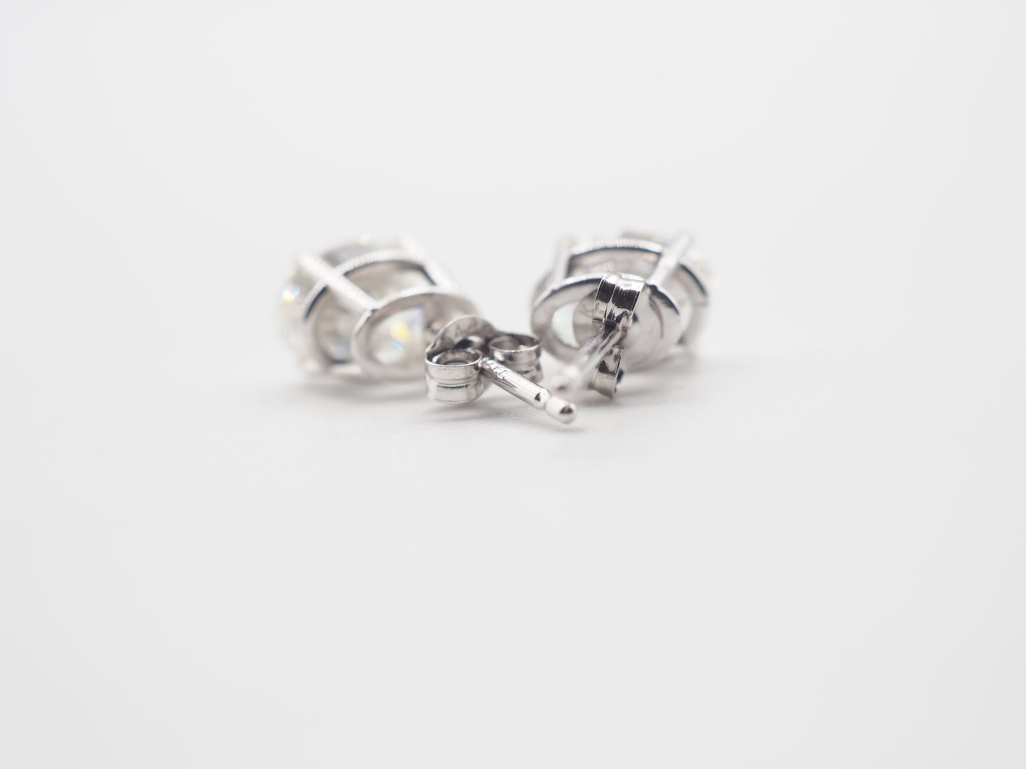 14K White Gold Moissanite Stud 7x5mm , Moissanite Earring