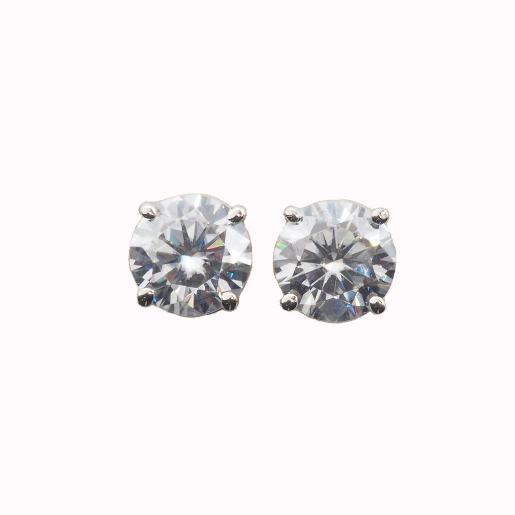 Moissanite Round 6mm Stud Earrings in 14K White Gold