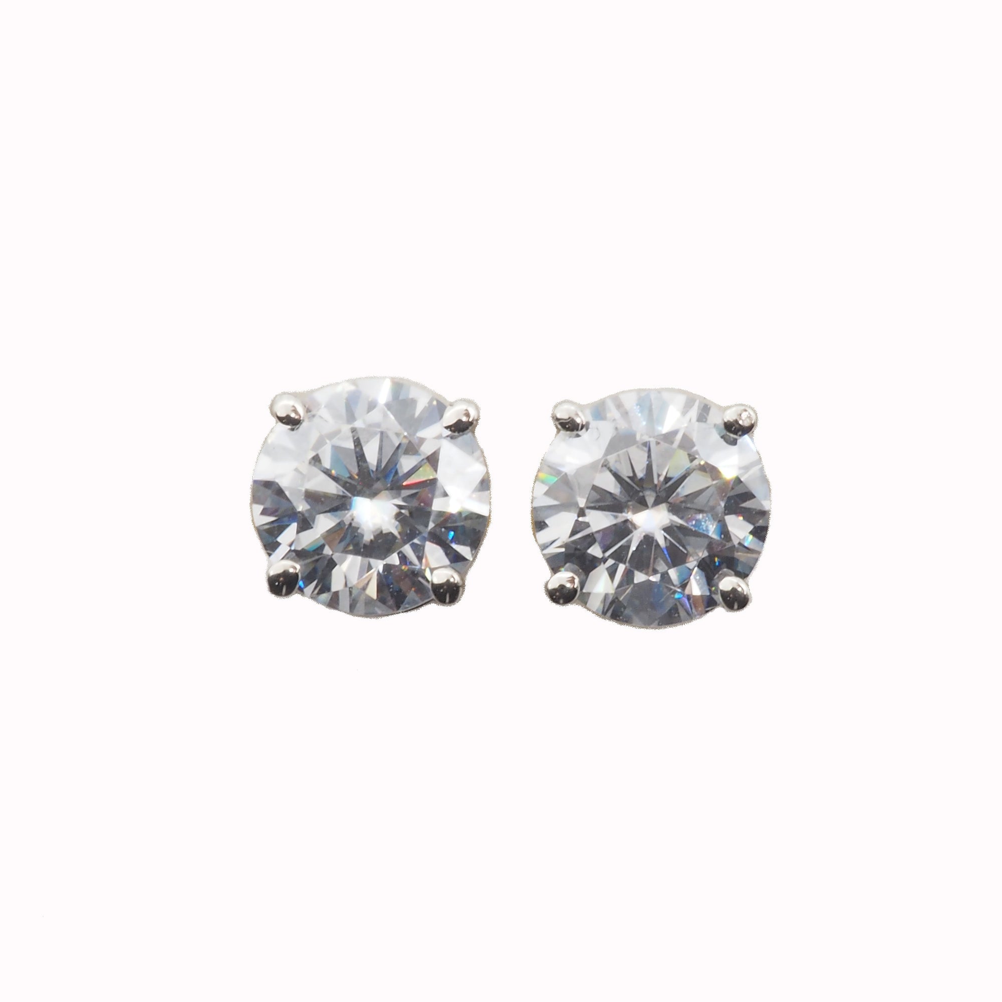 Moissanite Round 6mm Stud Earrings in 14K White Gold