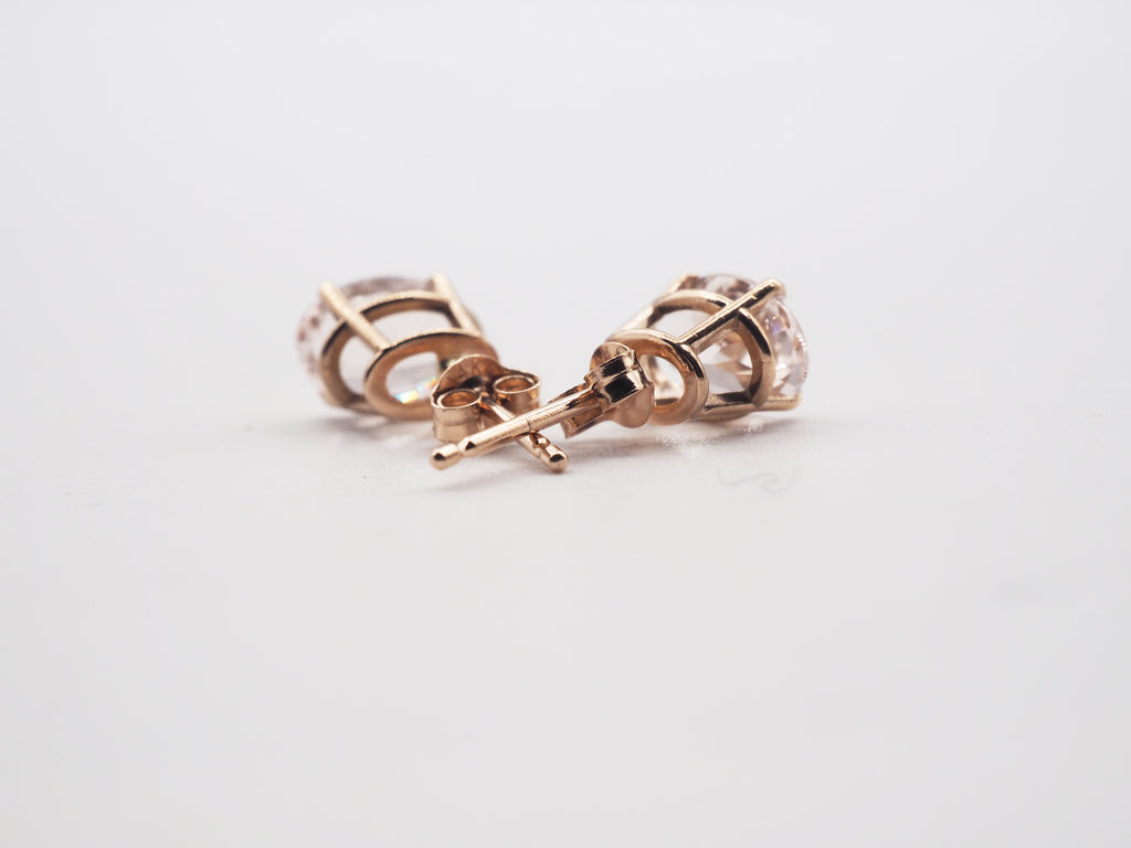14K Rose Gold  Morganite Stud, Morganite Earring