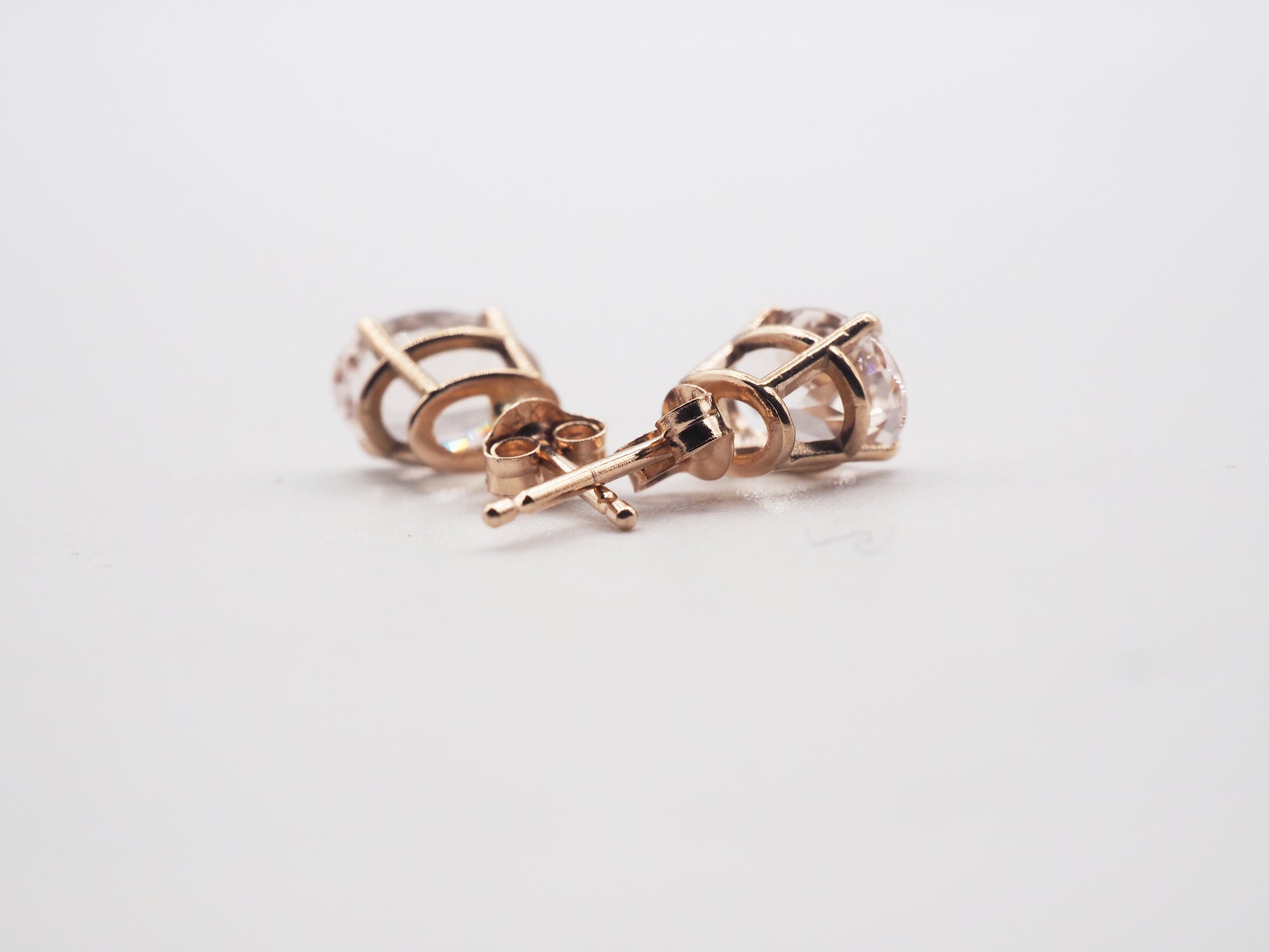 14K Rose Gold  Morganite Stud, Morganite Earring