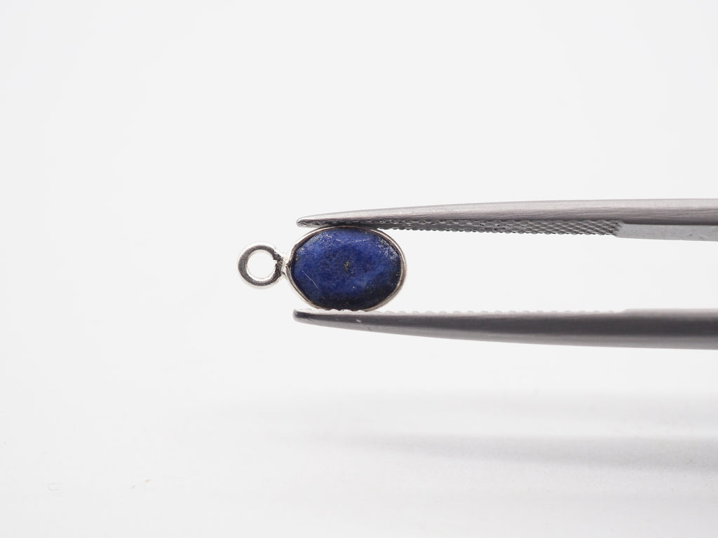 Lapis Silver  Bezel 7x5mm ,Single Connector, 925 Sterling Silver