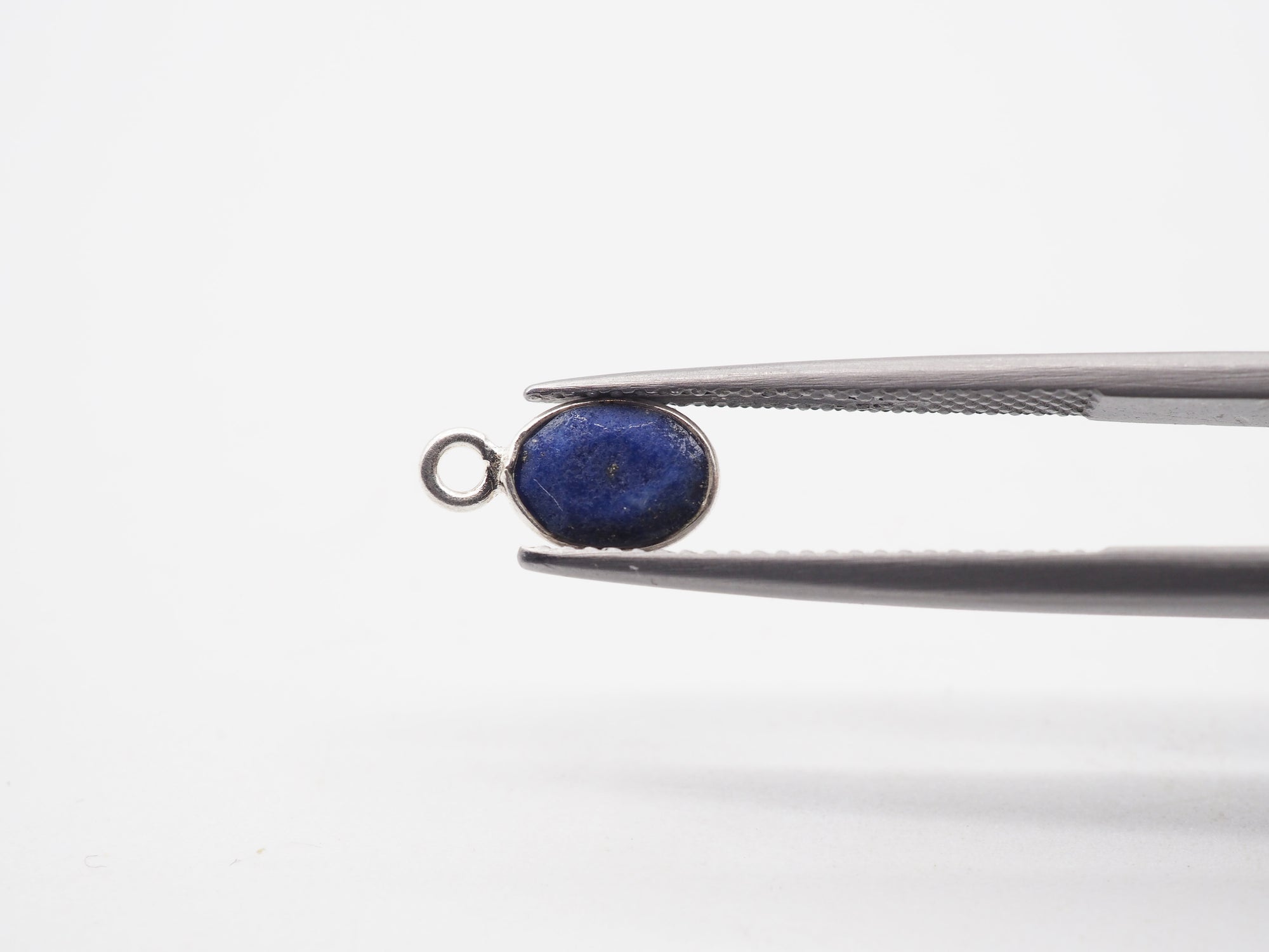 Lapis Silver  Bezel 7x5mm ,Single Connector, 925 Sterling Silver