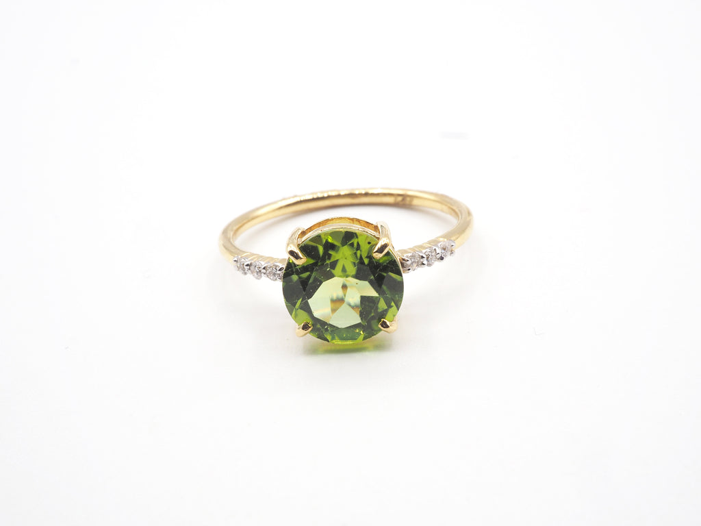 18K Yellow Gold Peridot with Diamond Ring ( BR 1659)