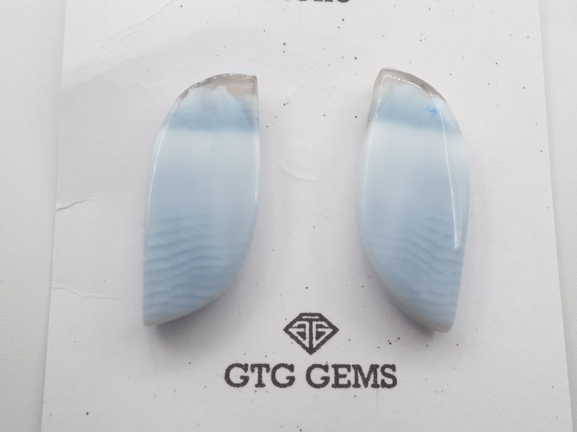 Blue Opal matching pair cabochon 22x10.5mm Approximately 18 carat (GTG-MCAB-20)