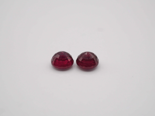 Madagascar Ruby Round 6 mm Approximately 2.49 Carat, 2 Pieces