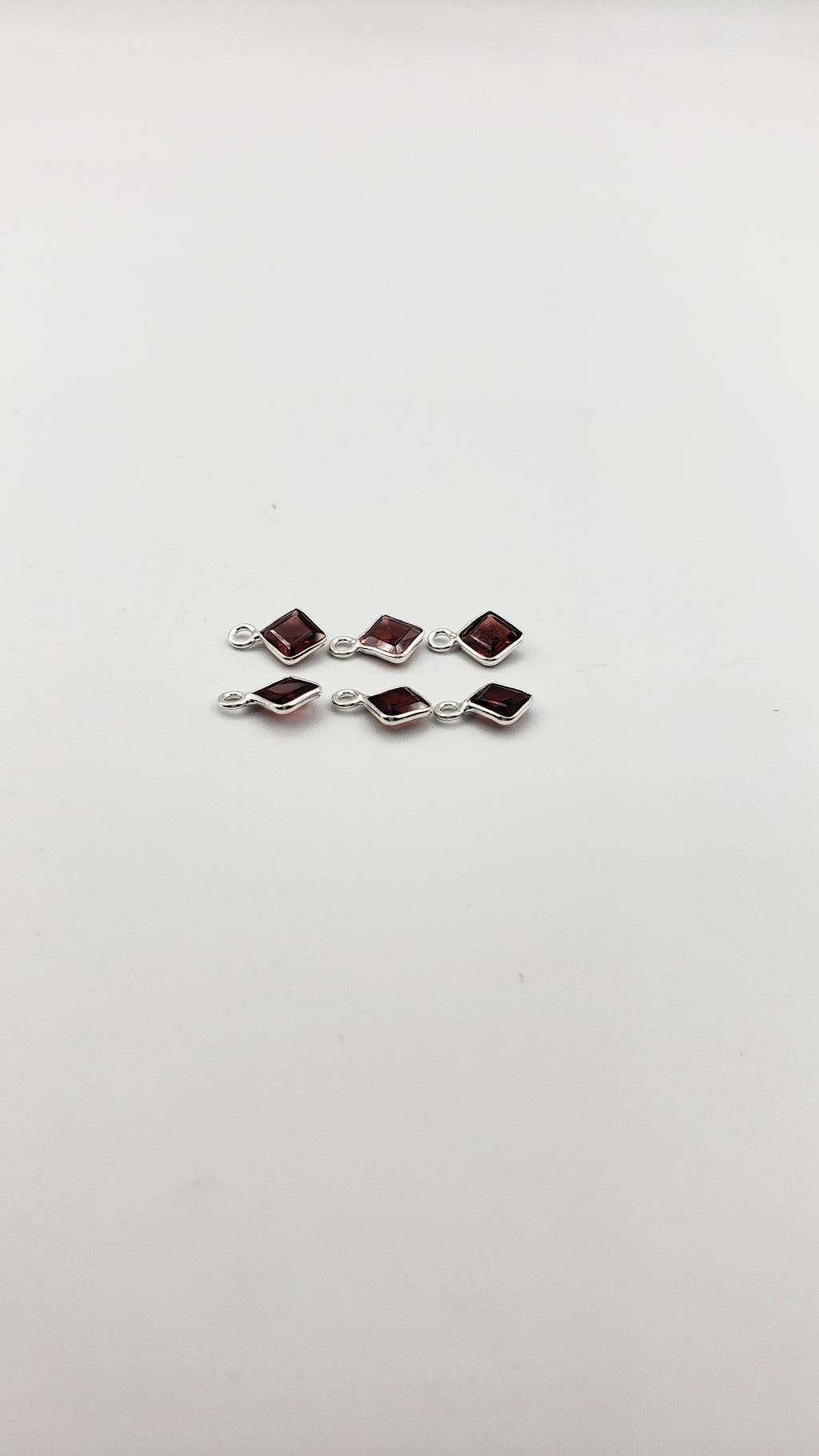 Garnet Bezel Square Shape 5x5mm, Single  Connector, Garnet Bezel, Garnet Charm, 925 Sterling Silver