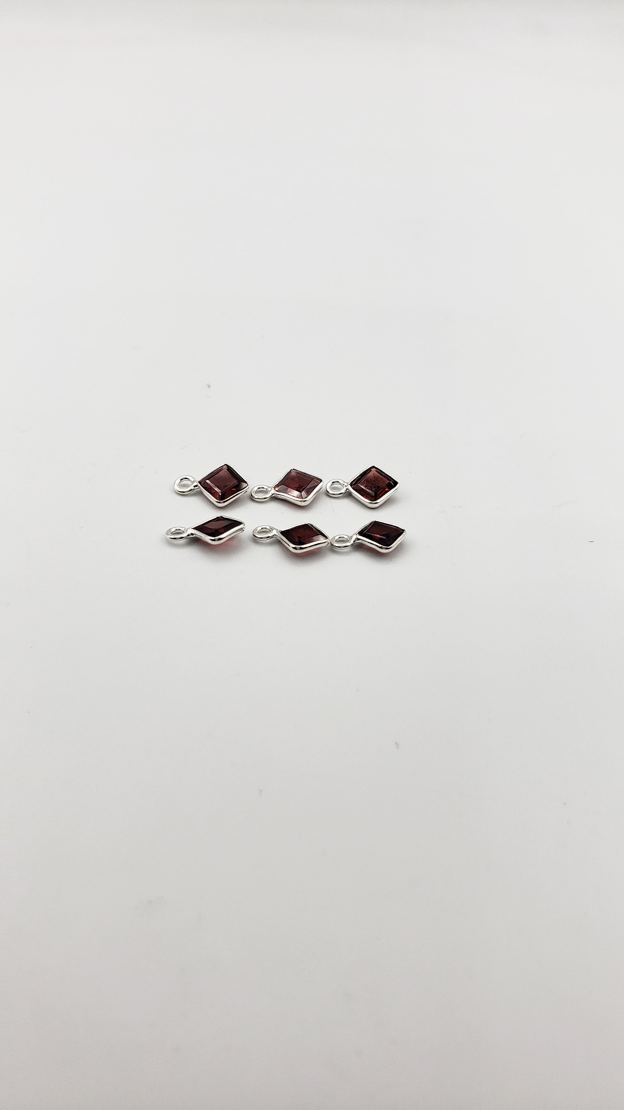 Garnet Bezel Square Shape 5x5mm, Single  Connector, Garnet Bezel, Garnet Charm, 925 Sterling Silver