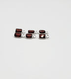 Garnet Bezel  Rectangle 6x4mm , Single Connector, Garnet Bezel, Garnet Charm, 925 Sterling Silver