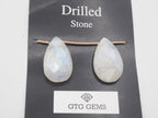 Drilled Rainbow Moonstone, Drop Rainbow Moonstone 22x13mm