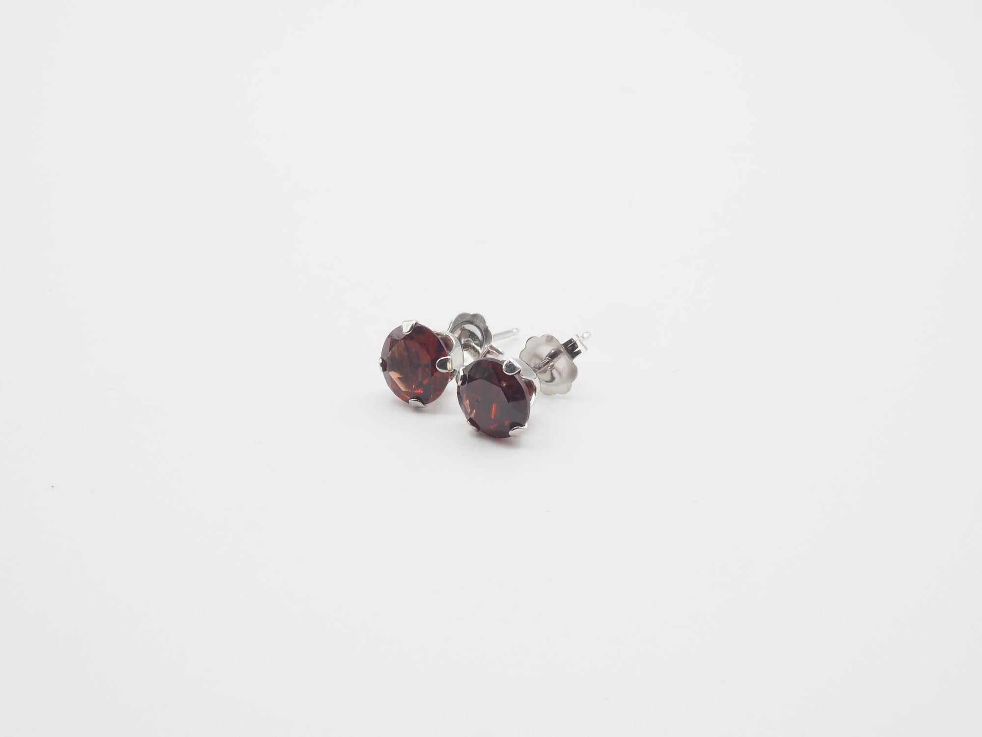 10K White Gold Garnet stud and Pendant