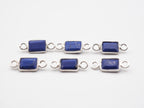Lapis Silver Bezel 6x4mm ,Double Connector, 925 Sterling Silver