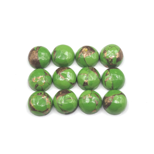 Green Copper Turquoise Cabs Round 6mm Approximately 9.00 Carat