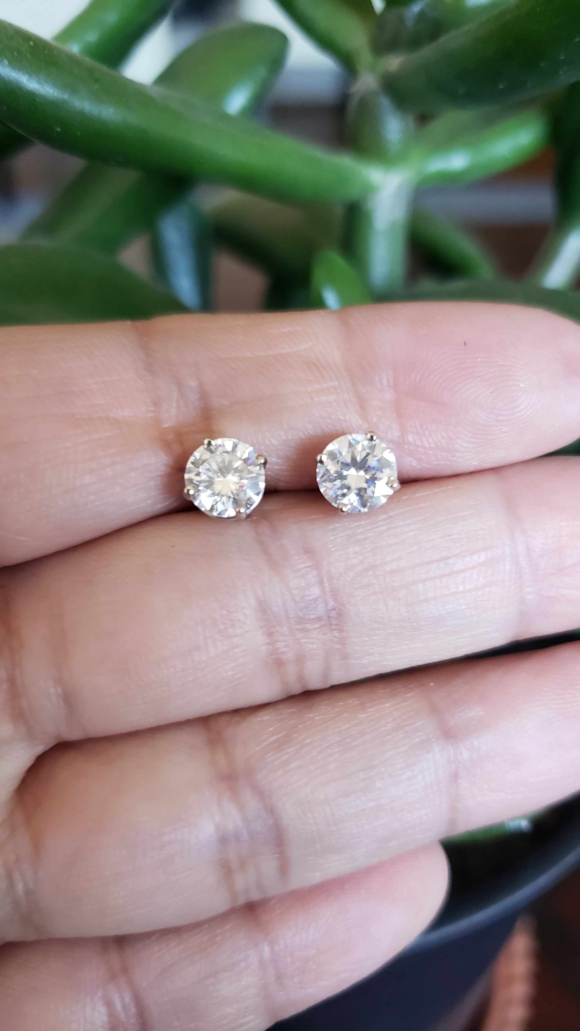 14K White Gold Moissanite Round 6mm Stud, Moissanite Earring,