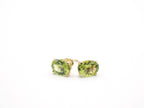 14K Yellow Gold Oval Peridot Stud, Peridot Stud/Earring