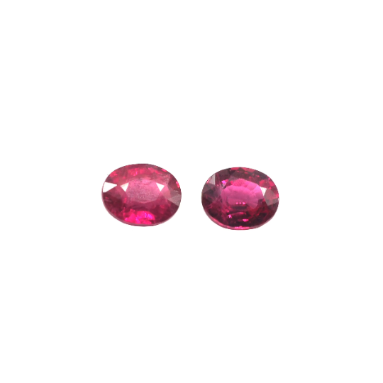 Ruby Oval Shape 4.5 x 3.8 x 2.4 mm & 4.6x 3.8 x 2.4 mm Matching Pair Approximately 0.78 Carat