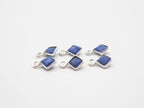 Lapis Silver Bezel 4x4mm , Single Connector, 925 Sterling Silver