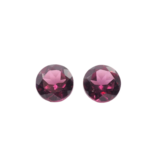 Rhodolite Garnet Round 5mm Approximately 1.64 Carat, 2 Pieces