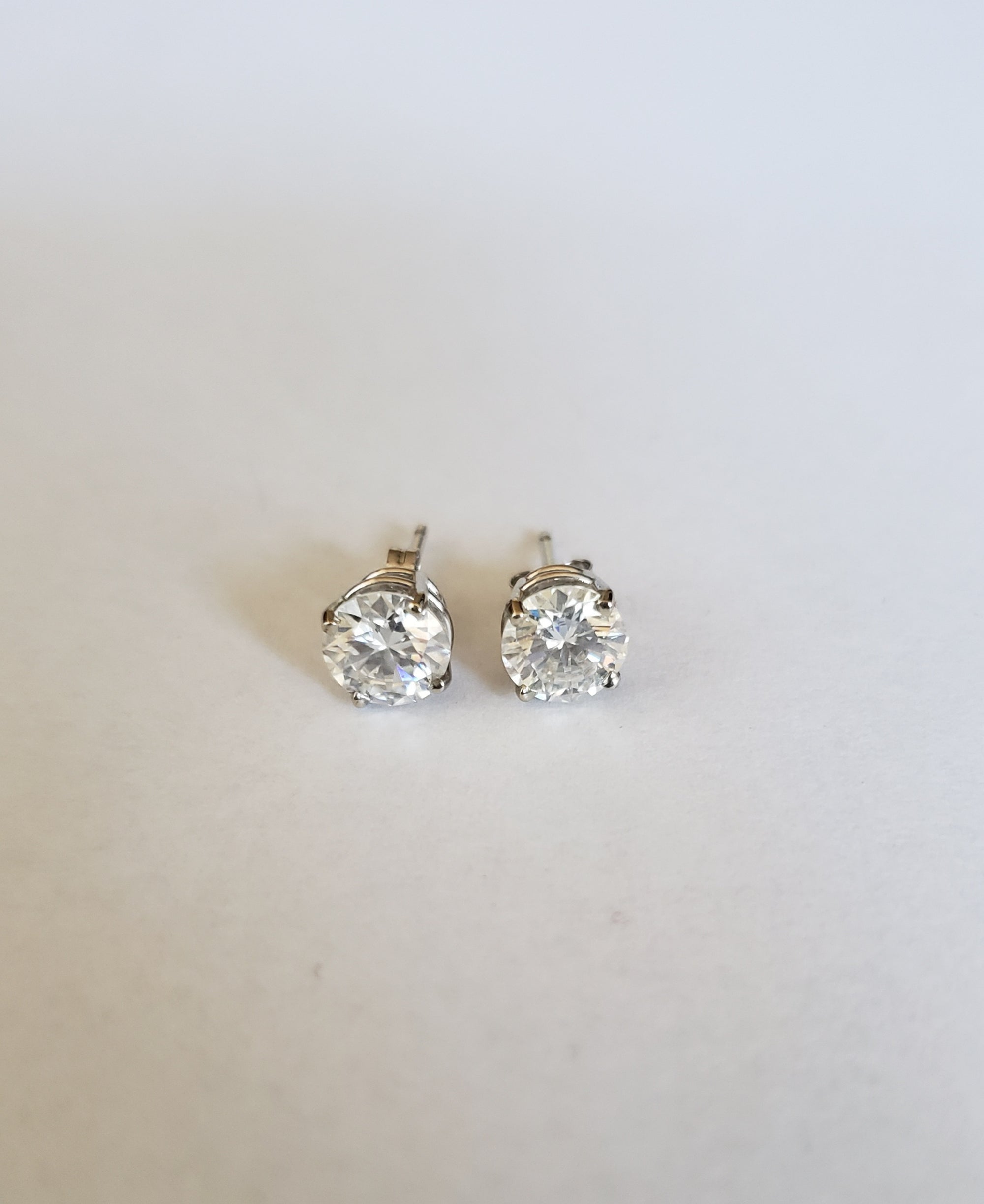 14K White Gold Moissanite Round 6mm Stud, Moissanite Earring,