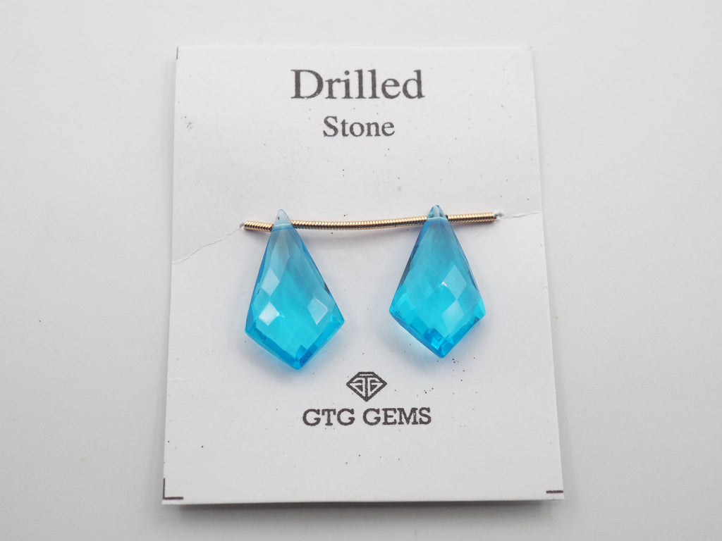 Hydro Drilled Faceted Blue Topaz Shield Shape  Approximately 13.5 Carat