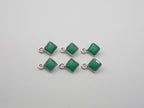Green Onyx Silver Bezel 5x5 mm, Single Connector, Approximately 6.93 carat (GTG-SBO-11)