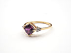 18K Yellow Gold Purple Garnet with Diamond  Ring