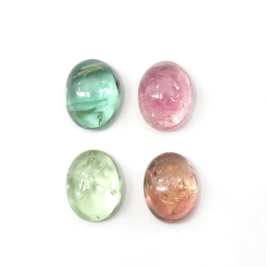 Tourmaline Cabs Oval 9 x 7 mm Approximately 7.75 Carat, 4 Pieces
