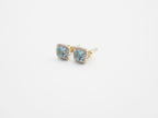 10K Yellow Gold and Diamond Blue Topaz Stud
