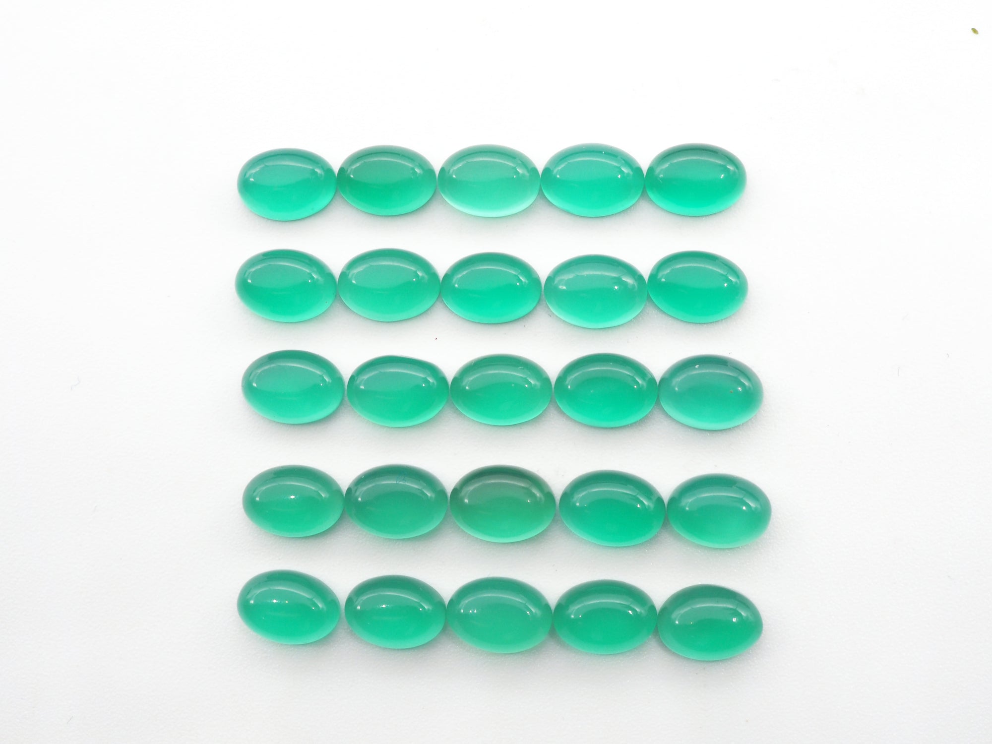 Green Onyx Oval  cabs 7x5 mm  Approximately 21.38 Carat