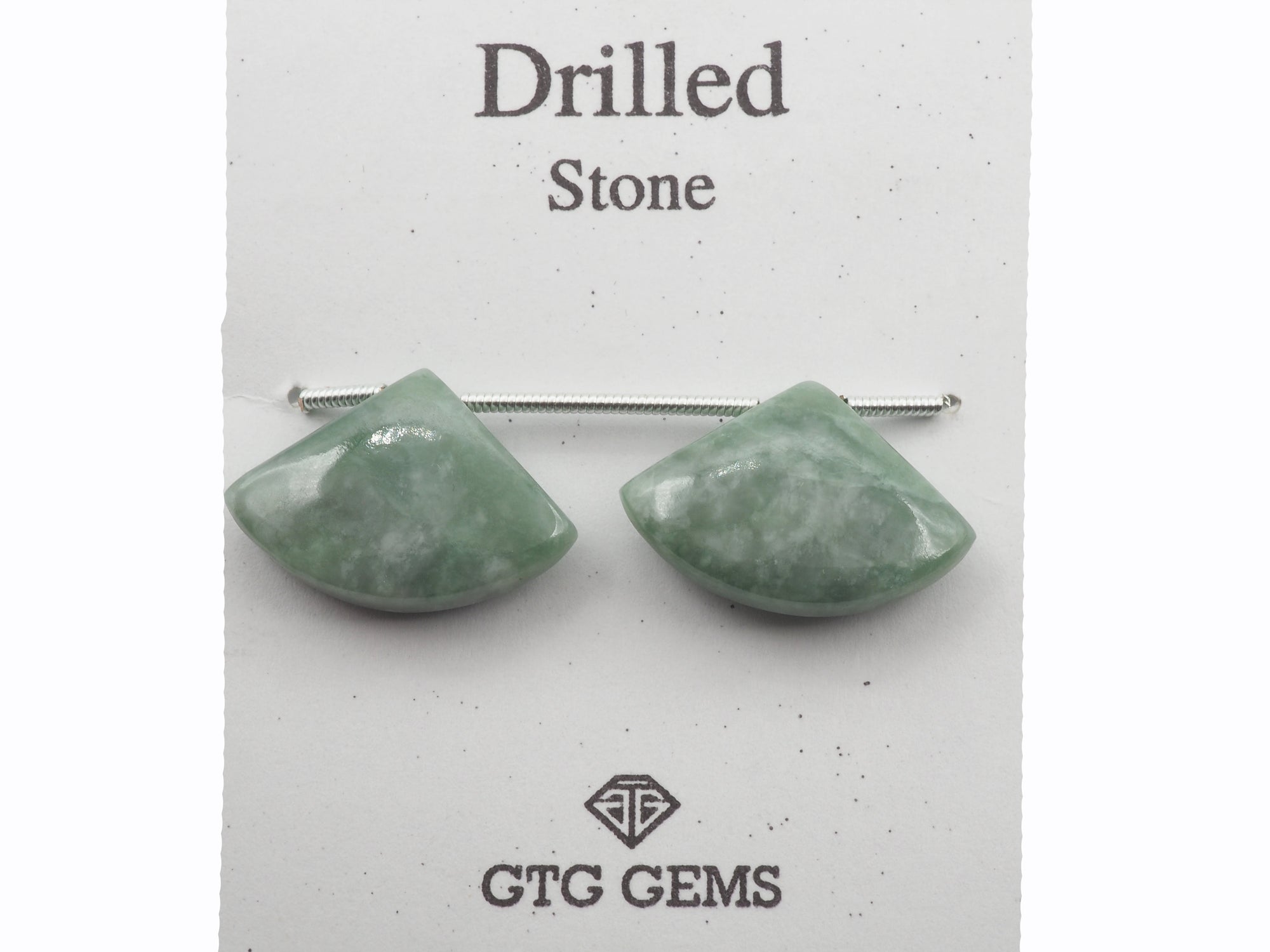Natural Jade Drilled Fan Shape 20x12mm | Side Drilled | Smooth Jade| (GTG-DSJ-14)