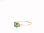 14K Yellow Gold Emerald With Diamond Ring