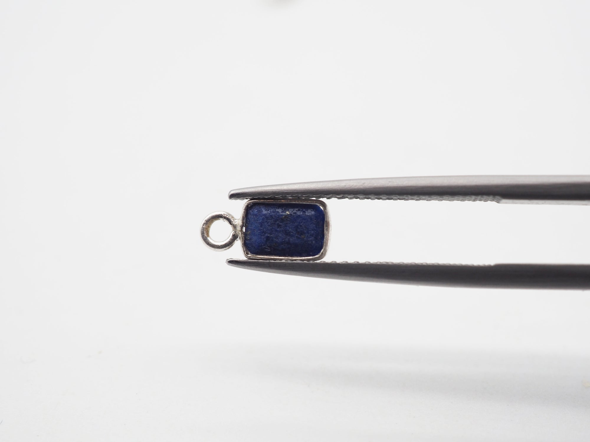 Lapis Silver Bezel 6x4mm , Single Connector, 925 Sterling Silver