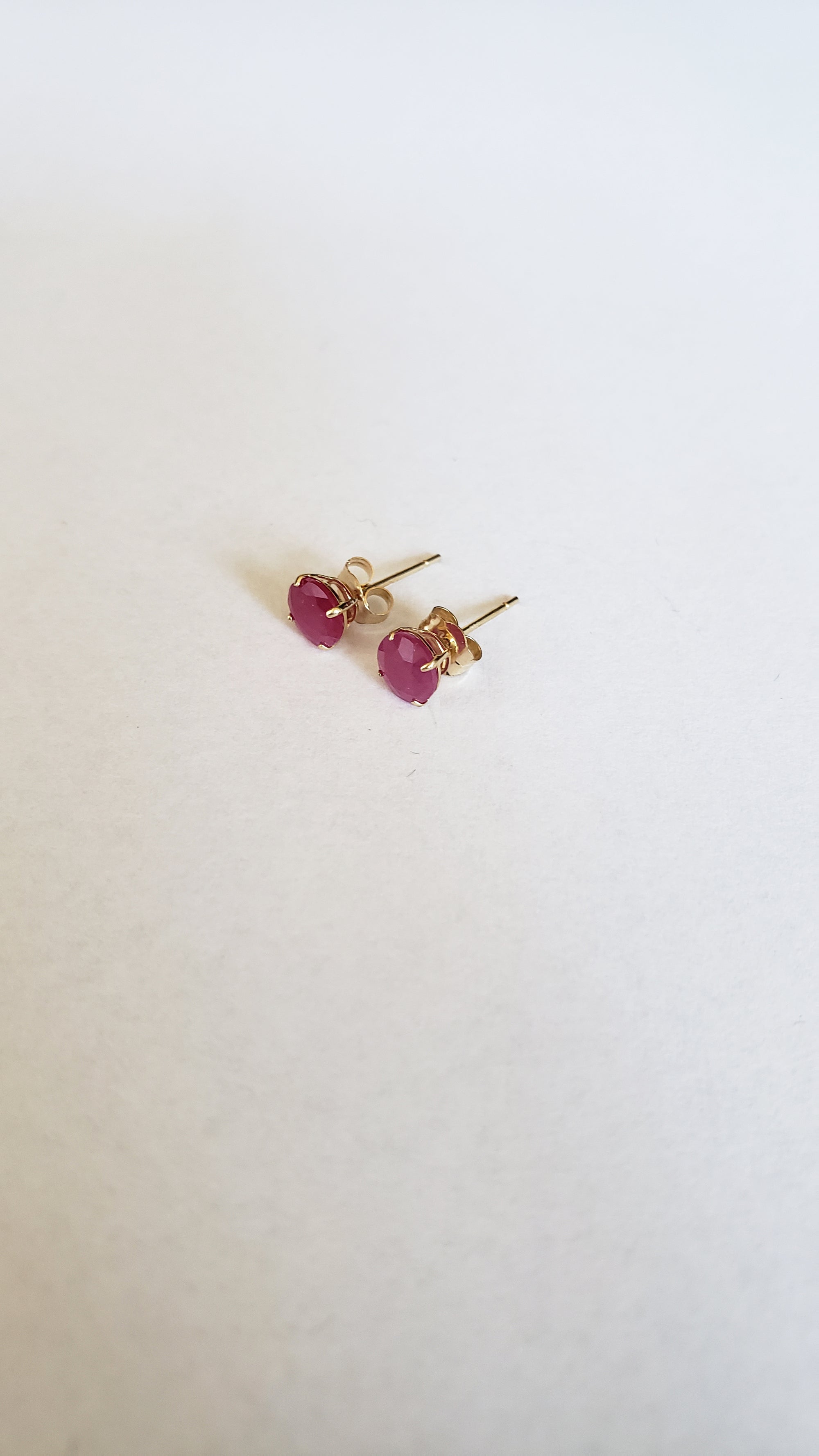 14K Yellow Gold Ruby 5mm Round Stud, Birthstone Stud, Ruby Earring
