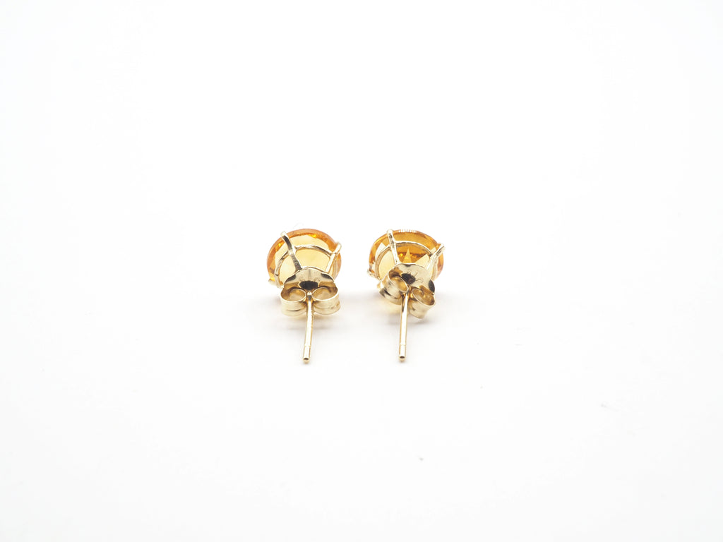 14K Yellow Gold Citrine Stud, Citrine Earring