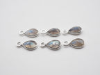 Labradorite Silver Bezel 8x6mm, Single Connector, Labradorite Charm