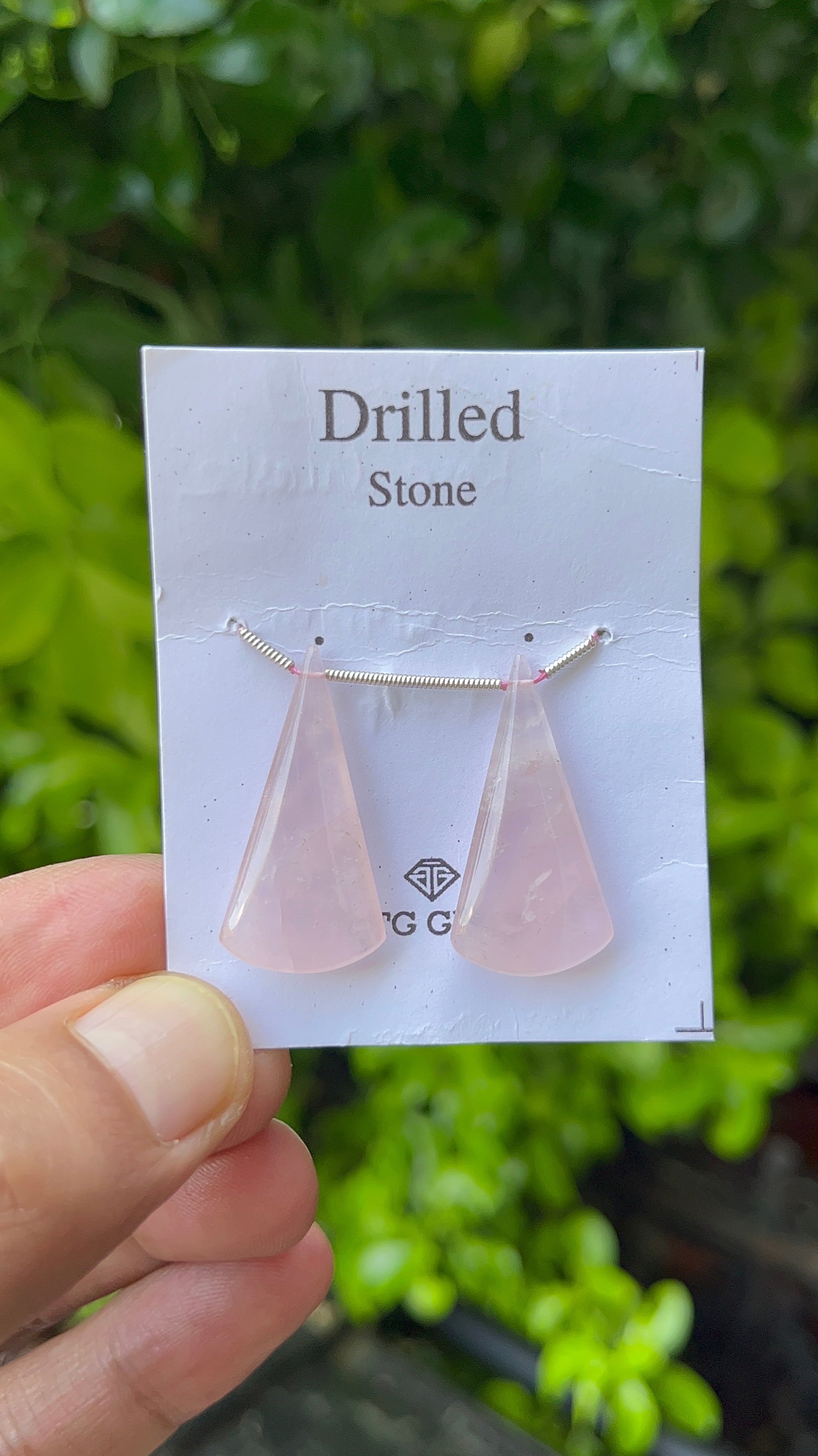 Drilled Rose Quartz Matching Pair 30x 14mm Approximately 27 Carat