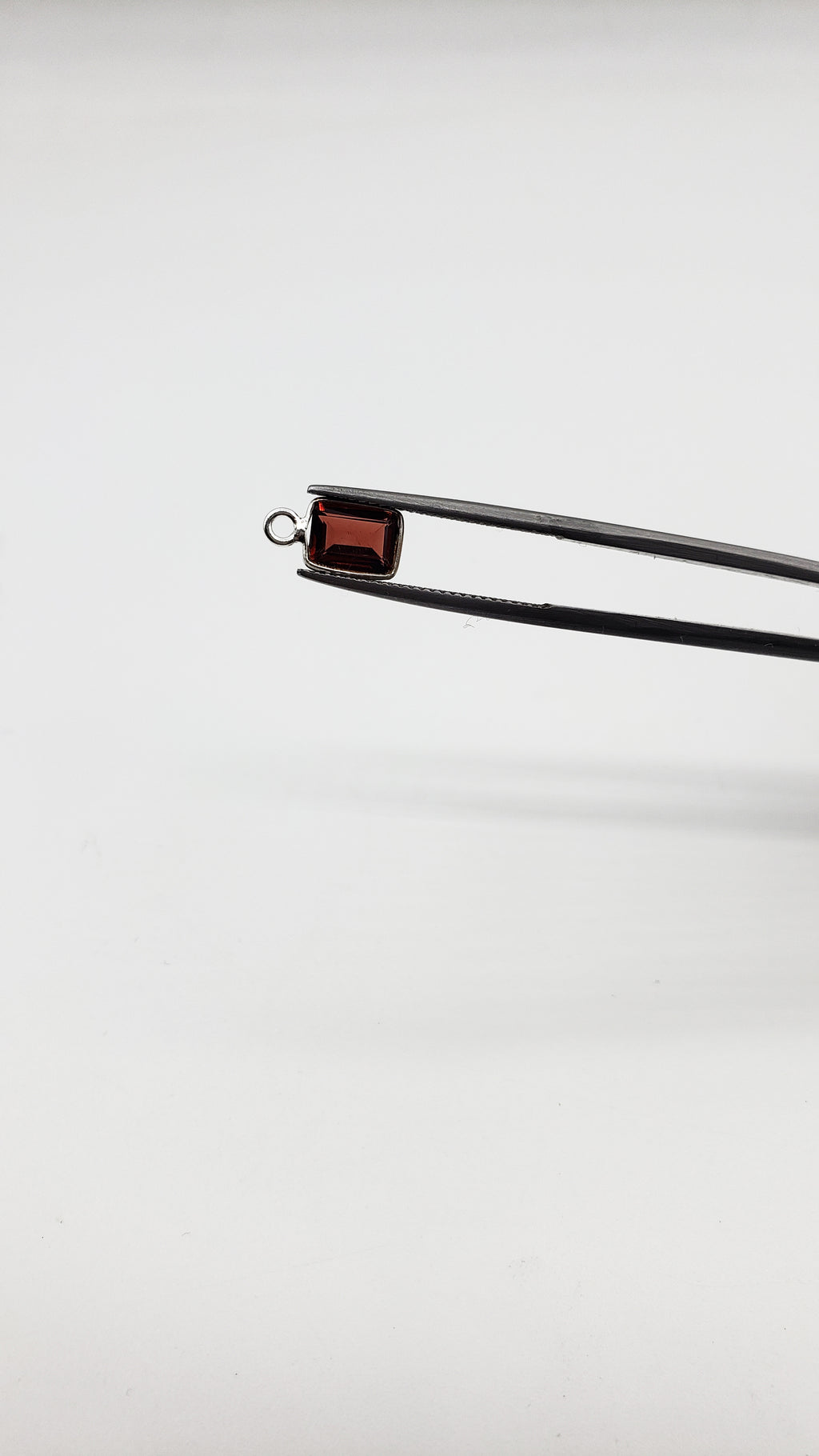 Garnet Bezel Rectangle Shape 7x5mm , Single  Connector, Garnet Bezel, Garnet Charm, 925 Sterling Silver